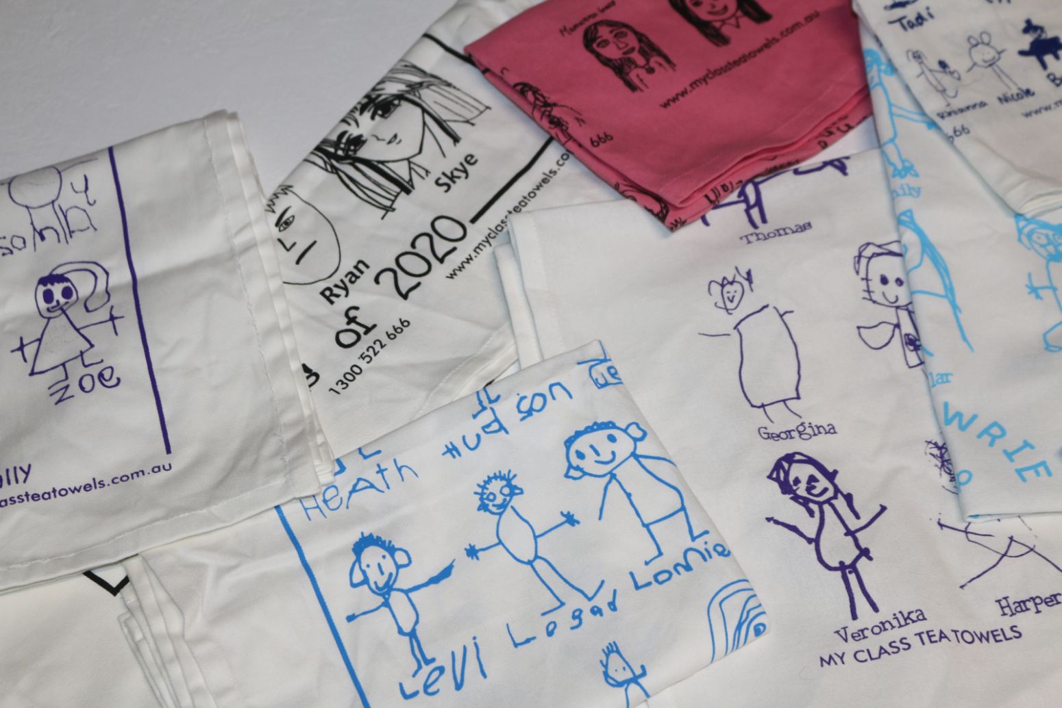 personalised tea towels colour options