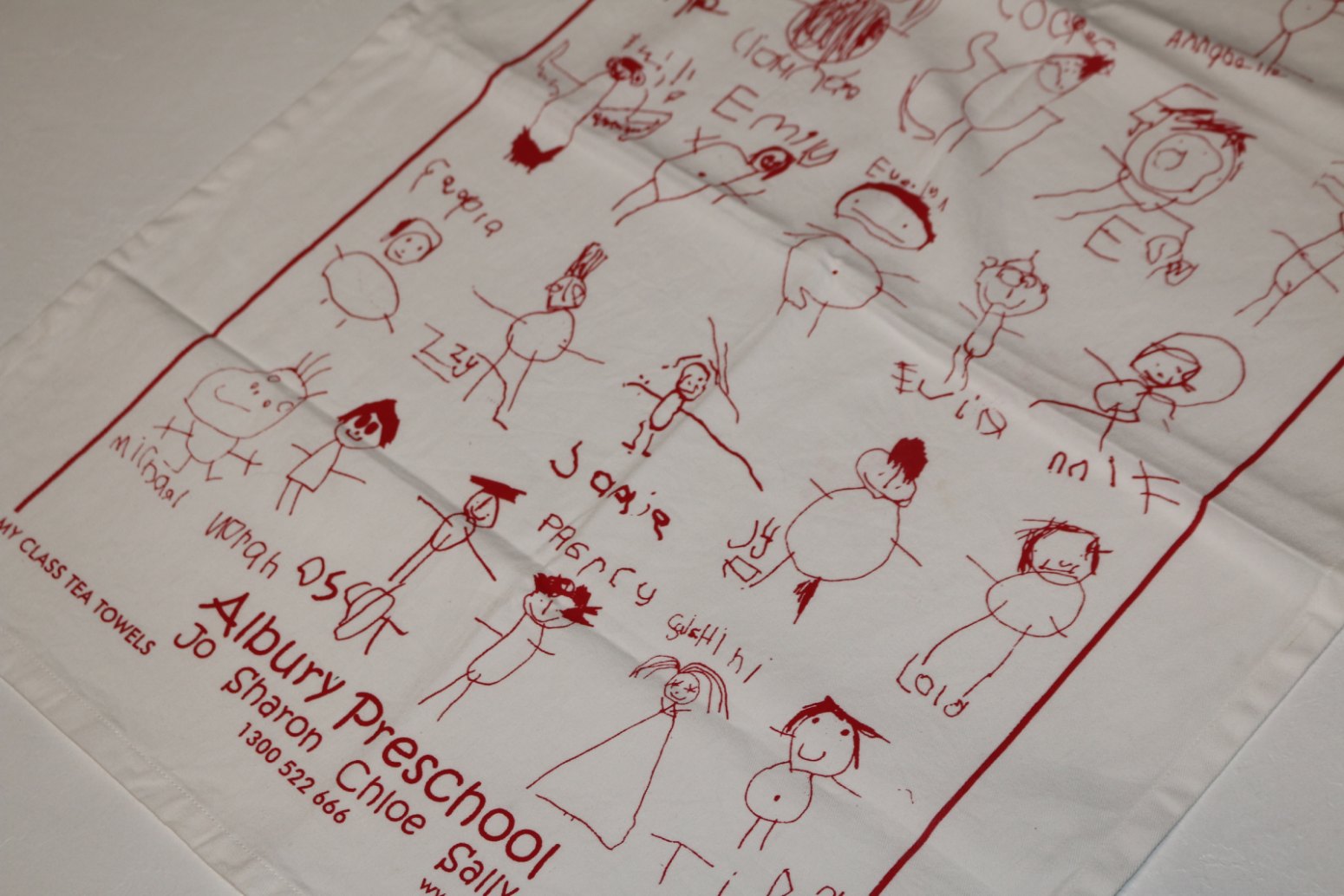 red personalised tea towel